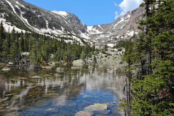 Nationaalpark Rocky Mountain Colorado Verenigde Staten Lake Haiyaha Weergave Met — Stockfoto