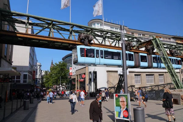 Wuppertal Německo Září 2020 Wuppertaler Schwebebahn Wuppertal Suspension Railway Vlak — Stock fotografie