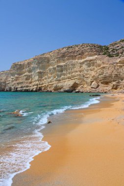 Matala Red Beach in Crete island, Greece. Southern Crete.