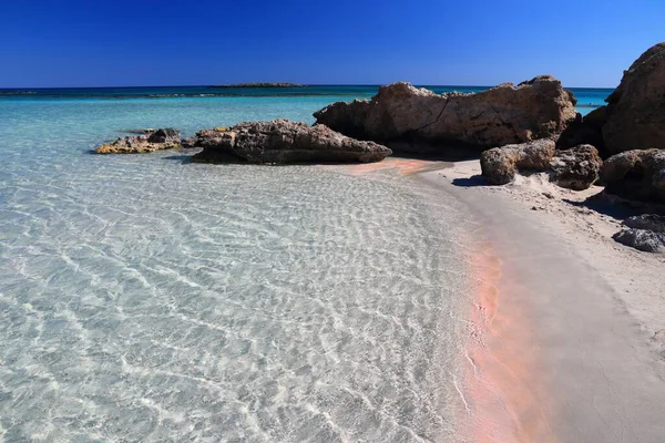 Beach Crete Greek Island Pink Sandy Beach Famous Elafonisi Elafonissi — Stock Photo, Image