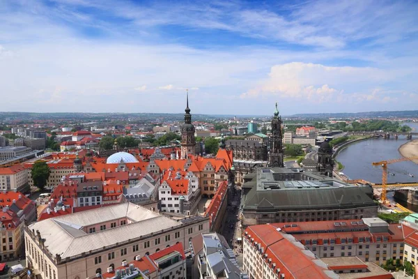 Dresden City Germany Downtown Dresden Aerial View —  Fotos de Stock