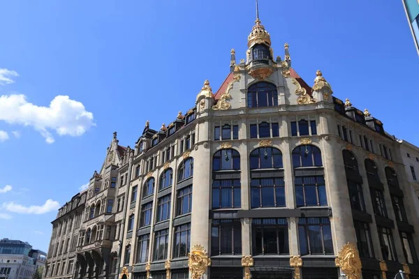 Monumento Ciudad Leipzig Alemania Arquitectura Modernista Distrito Innenstadt —  Fotos de Stock