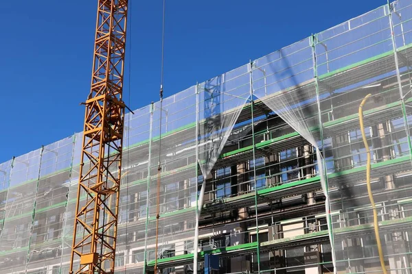 Construction Site Nuremberg Germany Scaffolding Covered Protective Net — Photo