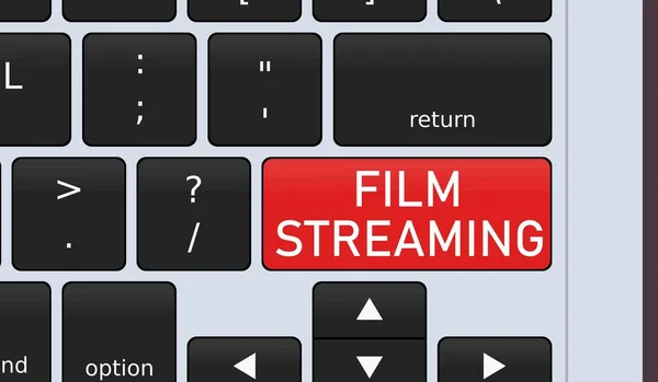 Clé Service Streaming Film Sur Clavier Ordinateur Portable Illustration Vectorielle — Image vectorielle