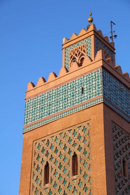 Minaret tower in Marrakech city, Morocco. Moulay El Yazid mosque.