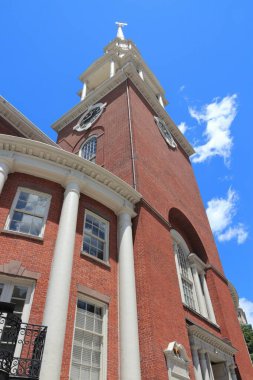 Boston 'daki Park Street Kilisesi, Usa. Muhafazakar Cemaat Hristiyan Konferansına (Protestan mezhebi) aittir.).