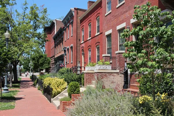 Capitol Hill Residential Street Washington Usa Generic Brick Townhouses — Fotografia de Stock