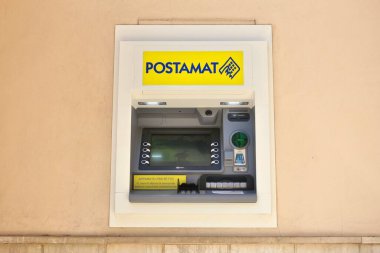 NARDO, ITALY - MAY 30, 2017: Postamat ATM in Nardo, Italy. Postamat ATMs are operated by BancoPosta, part of Poste Italiane (Italian Post).