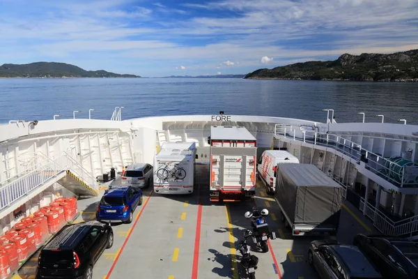 Bjornafjord Norway July 2020 Cars Transported Car Ferry Crosses Bjornafjord — Fotografia de Stock