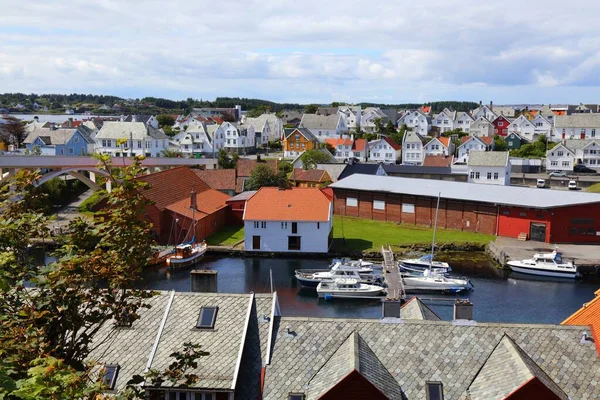 Haugesund Noruega Vista Verano Barcos Distrito Haugaland Noruega —  Fotos de Stock