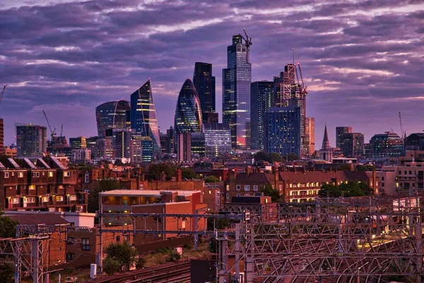 London City London Sunset Skyline Hdr Photo — Fotografia de Stock