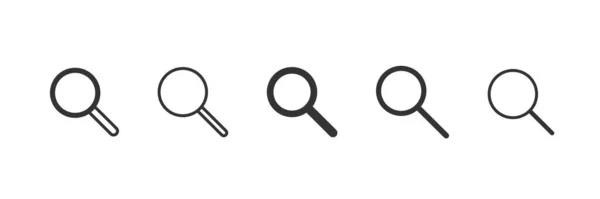 Zestaw Płaskich Symboli Wyszukiwania Projektu Ikony Wyszukiwania Wektorów Symbol Szkła — Wektor stockowy