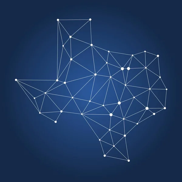 Mapa Poligonal Texas Resumen Geométrico Conectado Puntos Mapa Vectorial Bajo — Vector de stock