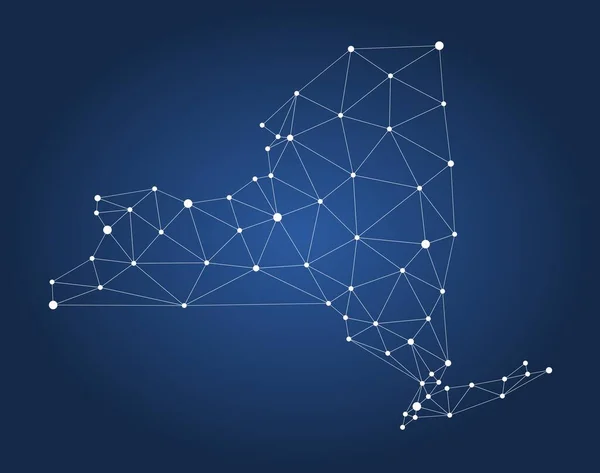 Mapa Poligonal Del Estado Nueva York Resumen Geométrico Conectado Puntos — Vector de stock