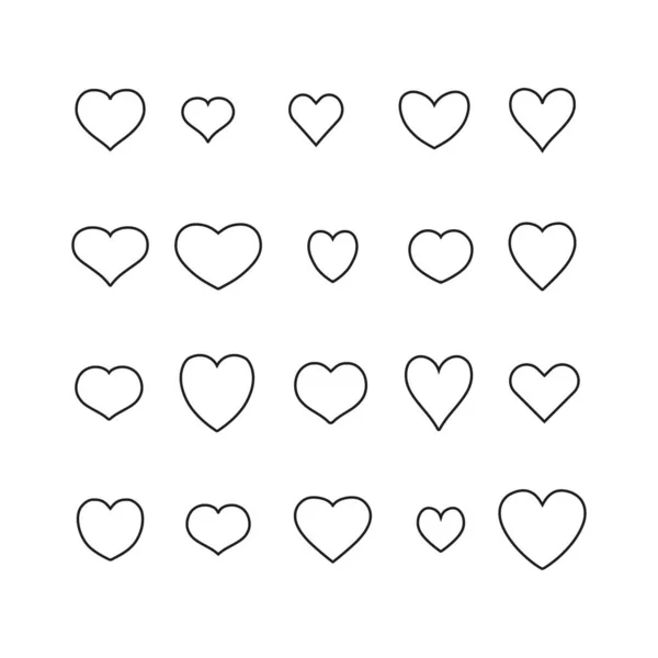 Vector Set Hearts Heart Shape Outline Icon Collection — Image vectorielle