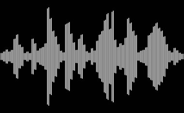 Siyah üzerine beyaz ses dengeleyicisi. Vektör ses dalgaları görünümü.