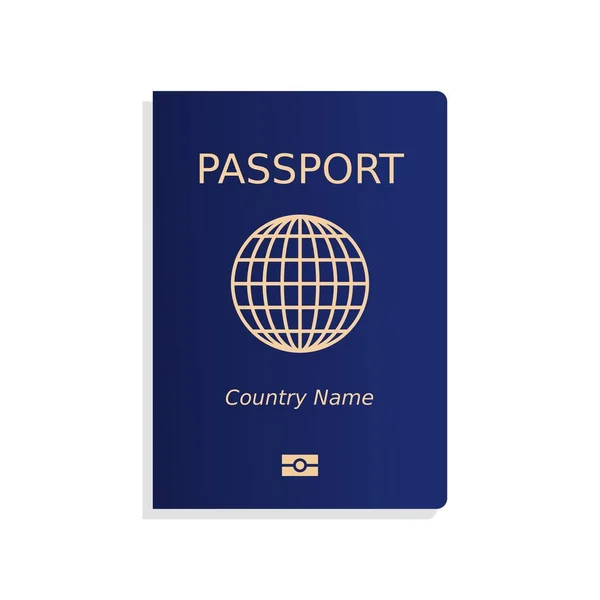 Blue Passport Cover Globe Symbol Isolated International Vector Passport Template —  Vetores de Stock