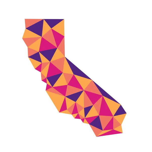 California State Simple Polygon Map Low Poly Trendy Colorful Style — Image vectorielle
