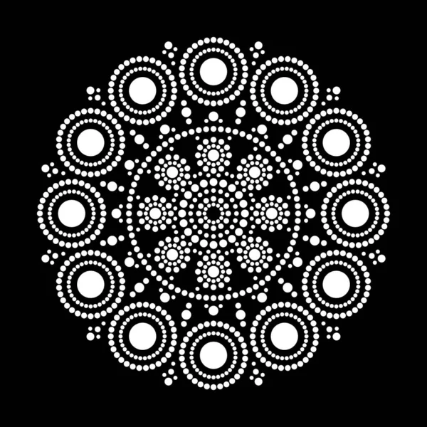 Mandala etnik modeli. Aborjin yuvarlak boho modeli. Nokta resmi siyah ve beyaz.