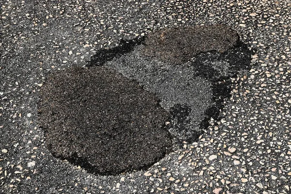 Patched Road Damage City Street Lisbon Portugal Road Maintenance Concept — Stock Photo, Image