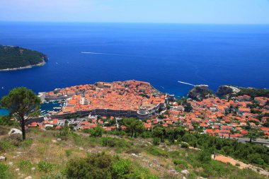 Hırvatistan 'ın Ortaçağ kenti Dubrovnik. Güçlendirilmiş Eski Şehir. Dubrovnik şehir manzarası.