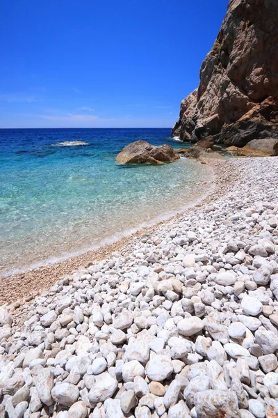 Croacia Paisaje Costa Adriática Dalmacia Playa Pasjaca Bajo Acantilados Konavle —  Fotos de Stock