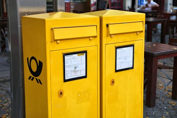 Cologne Tyskland September 2020 Deutsche Post Brevlåda Köln Tyskland Deutsche — Stockfoto