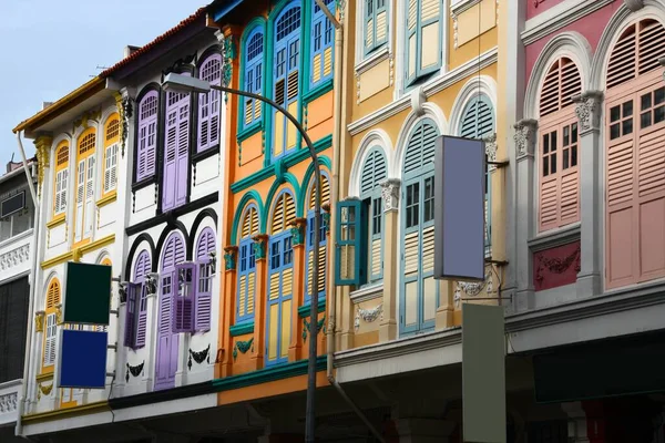 Singapour Chinatown Ancienne Architecture Coloniale Fenêtres Colorées Singapour City — Photo