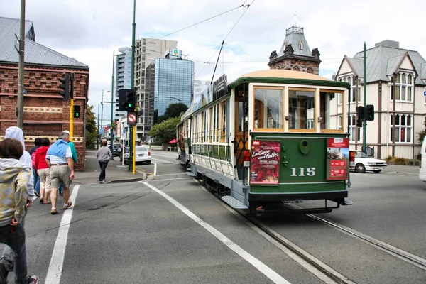 Christchurch New Zealand February 2008 People Ride Heritage Tram Christchurch — Stock Photo, Image