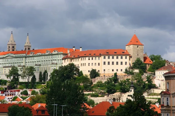 Hradcany Kopec Slavná Katedrála Hrad Pražské Panorama Součástí Světového Dědictví — Stock fotografie