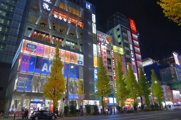 Tokio Japón Diciembre 2016 Gente Camina Por Noche Distrito Akihabara —  Fotos de Stock