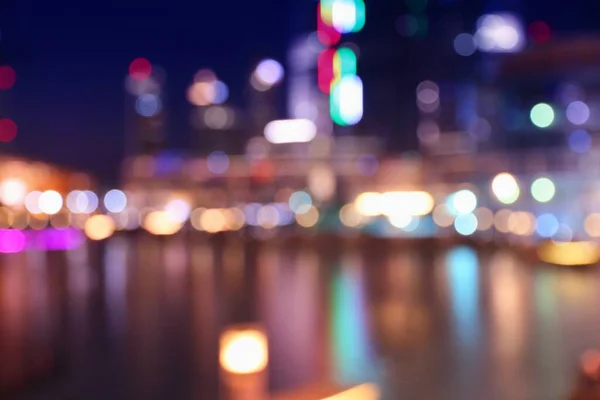 Luces Nocturnas Ciudad Ciudad Dubai Desenfocada Neones Borrosos —  Fotos de Stock