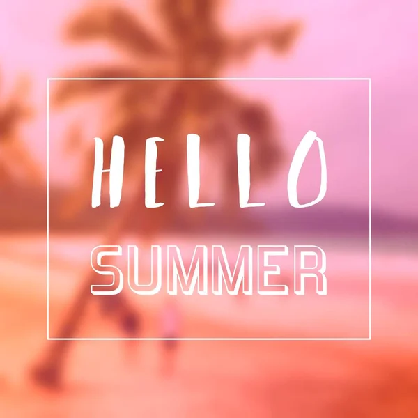 Hello Summer Text Web Banner Летний Знак Hello Контента Социальных — стоковое фото