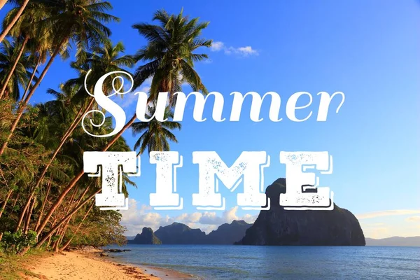Summer Time Text Web Banner Summer Time Word Poster Social — Stockfoto