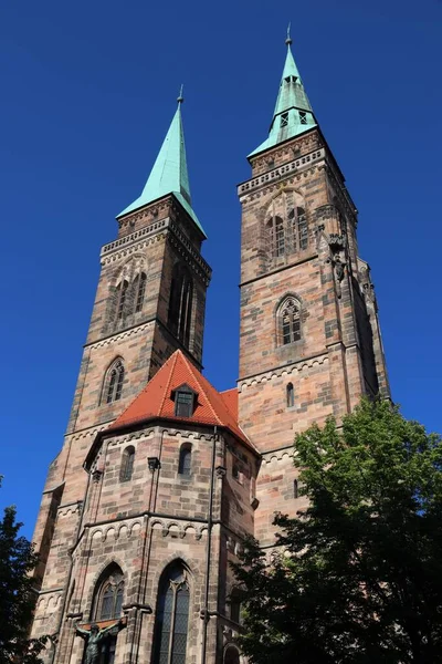 Ville Allemande Architecture Gothique Nuremberg Allemagne Repère Médiéval Eglise Sebaldus — Photo