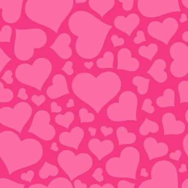 Pembe kalpler vektör arka planı. Kusursuz kalp dokusu moda tasarımı.