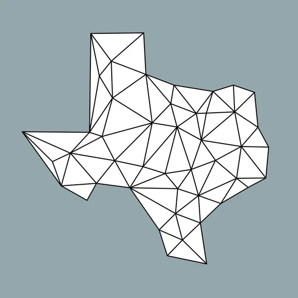 Mapa Polígono Simples Texas Mapa Vetorial Estilo Moderno Poli Baixo — Vetor de Stock