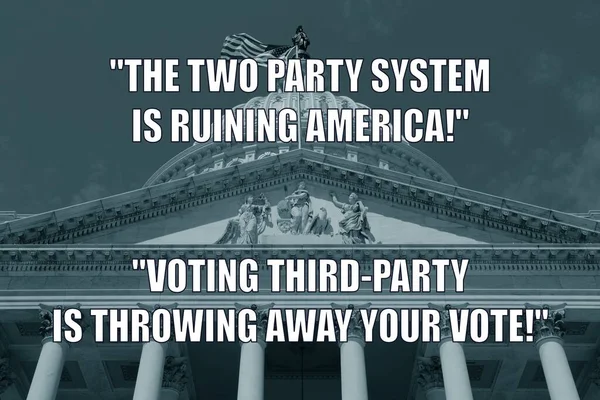 Two party system. US political system funny meme for social media sharing. Humor about third party voting in American midterm elections.