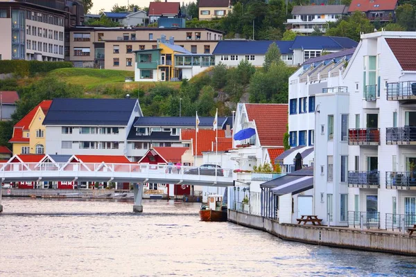 Miasto Portowe Flekkefjord Hrabstwie Vest Agder Letni Widok — Zdjęcie stockowe