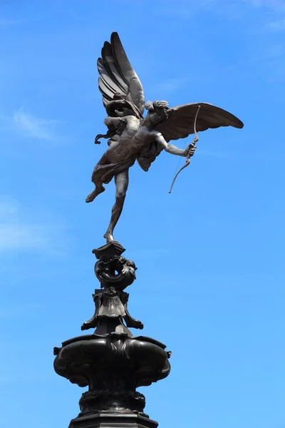 Лондон Великобритания Статуя Эроса Цирке Пиккадилли Официальное Название Ангел Мира — стоковое фото