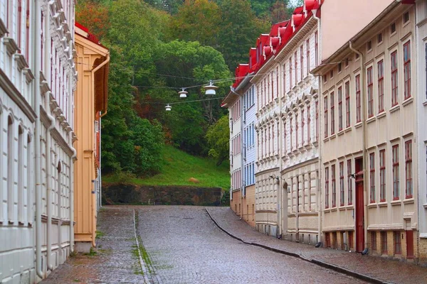 瑞典哥德堡市 Haga区雨季旧城街景 — 图库照片