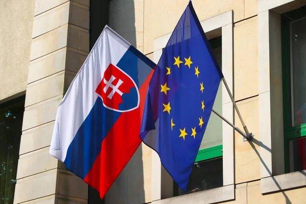 Slovacchia Bandiera Dell Unione Europea Bandiere Consolari Slovacche Polonia — Foto Stock