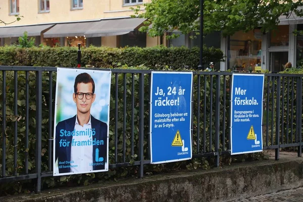Gothenburg Sweden 2018年8月26日 2018年瑞典大选前自由党的政治海报 — 图库照片