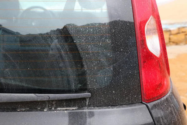 Dirty Car Needs Wash Small Car Dirt Rear Windshield — Stock Photo, Image