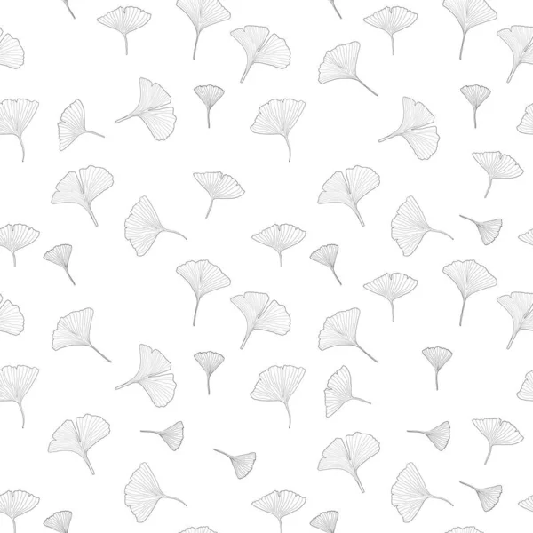 Ginkgo Векторний Малюнок Безшовний Візерунок Гінкго Листя Каракулі Мода Чорно — стоковий вектор