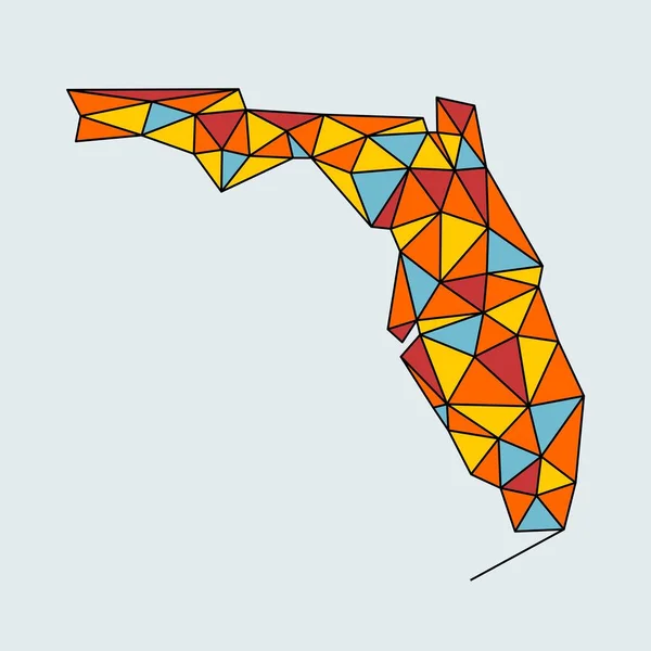 Florida Polygonal Map Abstract Geometric Colorful Triangles Vector Map Low — Stock Vector