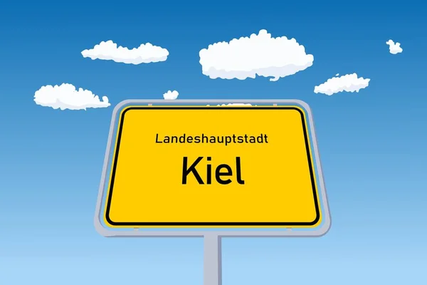 Signo Ciudad Kiel Alemania Ciudad Límite Bienvenida Señal Tráfico Landeshauptstadt — Vector de stock