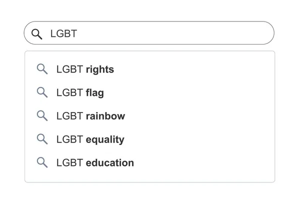 Lgbt Search Results Lgbtq Topic Online Search Autocomplete Suggestions — 图库矢量图片