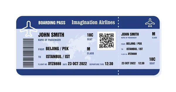 Boarding Pass Template Travel Flight Ticket Vector Illustration Code —  Vetores de Stock