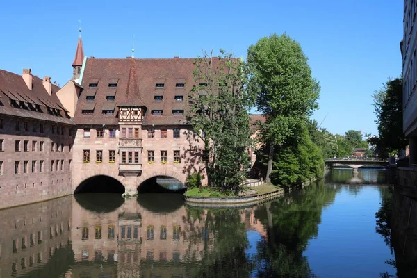 Nuremberg Landmark Germany Holy Spirit Hospital Heilig Geist Spital River — Stock Photo, Image